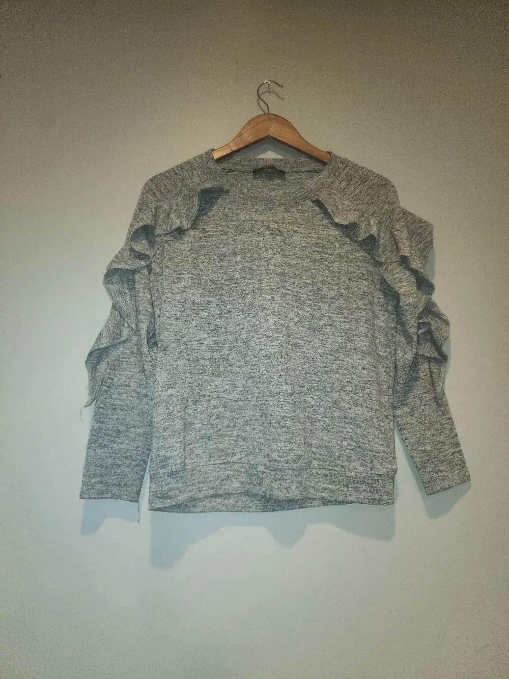 Gray Ruffle Shoulder Sweater - Picture 1 of 1